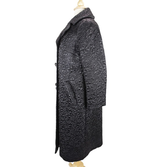 Bergdorf Goodman Main Street Fashion Coat Black Textured Satin Quilted vintage - Picture 3 of 16